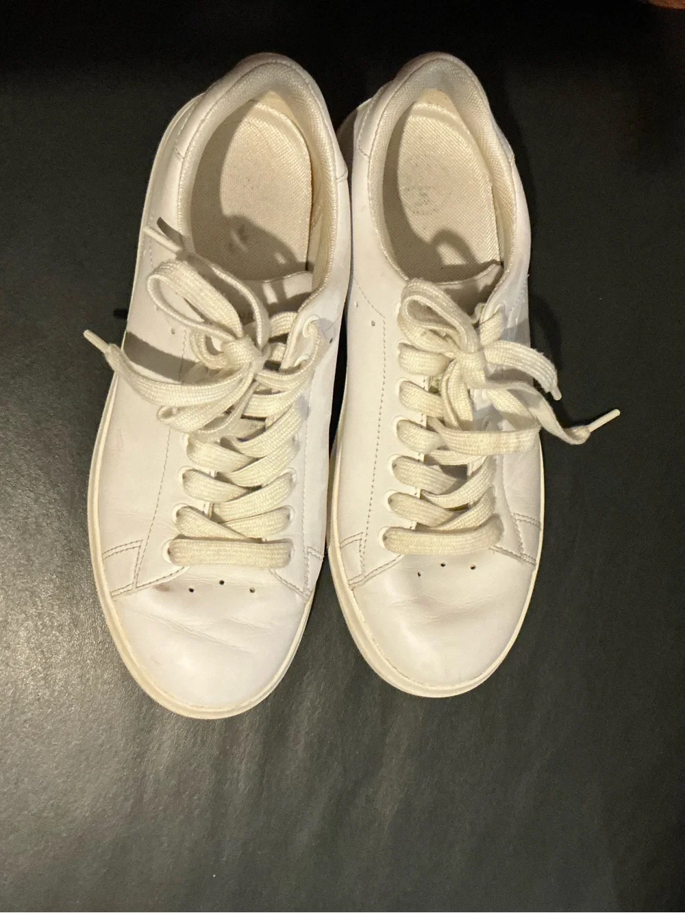 Tory Burch Men's White Low-Top Leather Sneakers